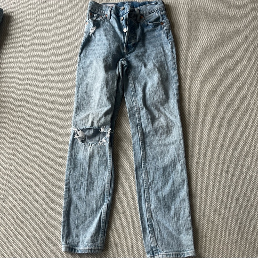 Gap cheeky straight high rise Distressed Light Blue Jeans